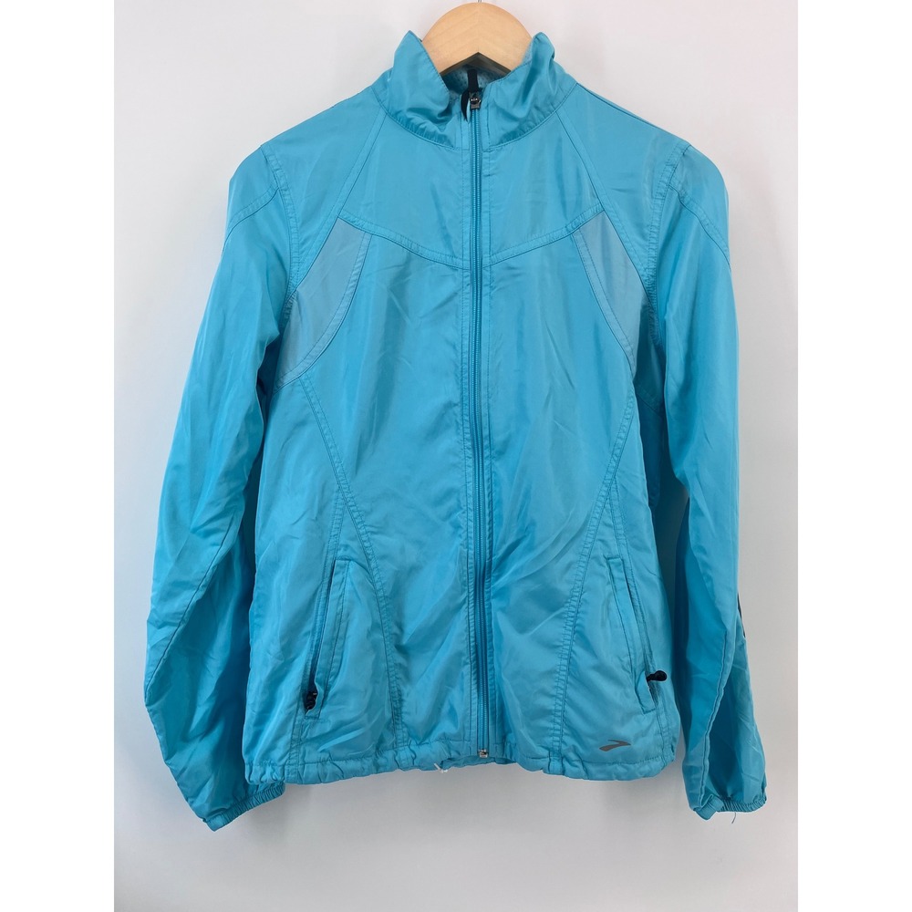 Brooks Shelter Technology Women Cyan Blue Full Zip Running Jacket M Activewear
